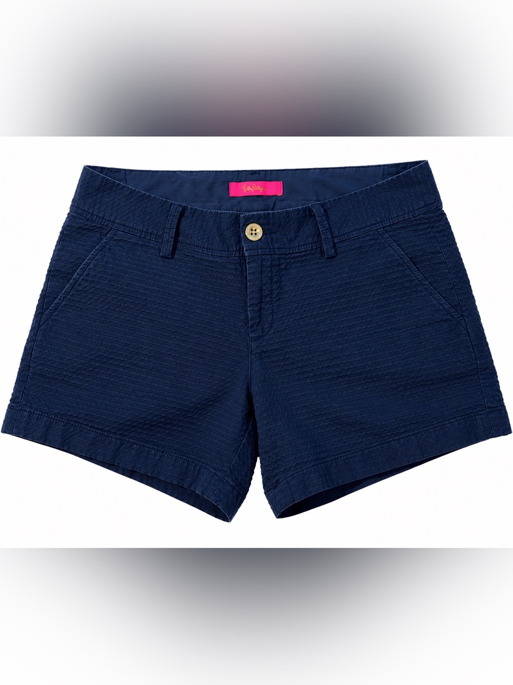 Lilly Pulitzer Navy Textured Seersucker Womenβs Shorts size 6